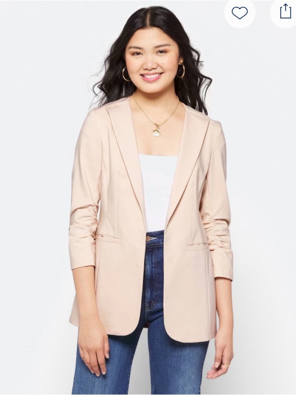 Skies Are Blue Light Blush Open-Front Blazer